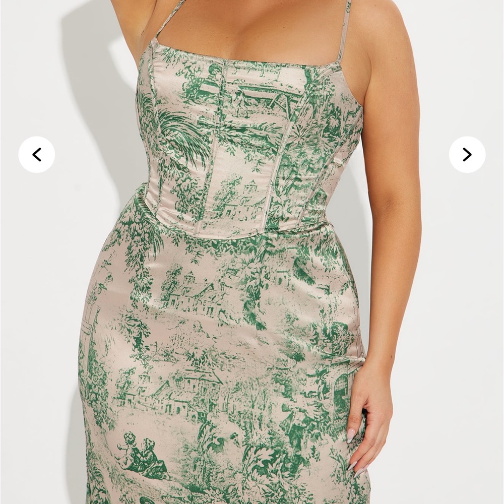 Corset Green Midi Dress - Picture 2 of 6